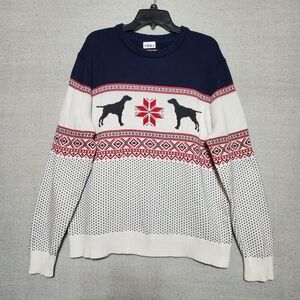 St. John's Bay XL Navy and Cream Dog Pattern Crewneck Sweater Christmas